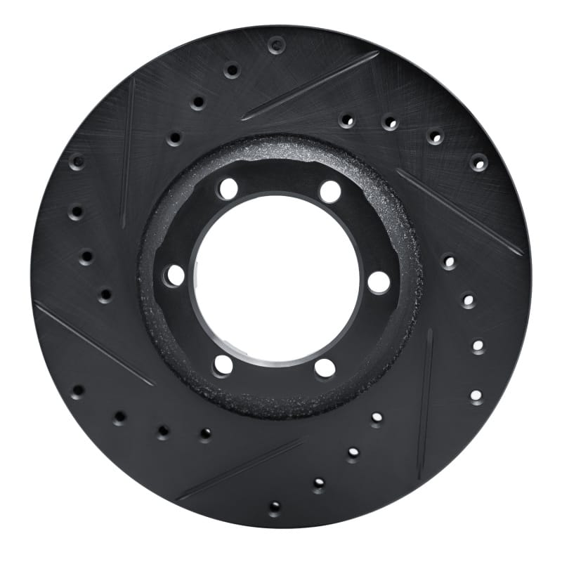 R1 86-96 Dodge Ram 50 Front Left Drilled & Slotted Black Brake Rotor