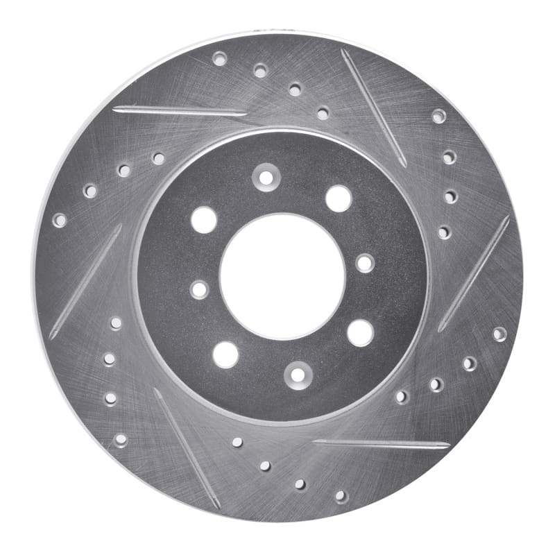 R1 84-85 Dodge Caravan Front Right Drilled & Slotted Silver Brake Rotor