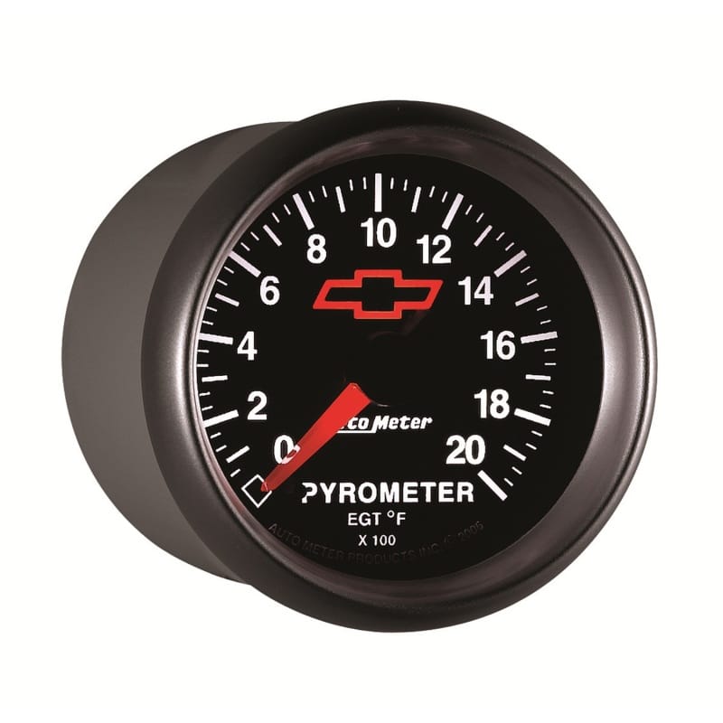 AutoMeter Gauge Pyrometer (Egt) 2-1/16in. 2000 Deg. F Stepper Motor Chevy Red Bowtie Black thumbnail 6