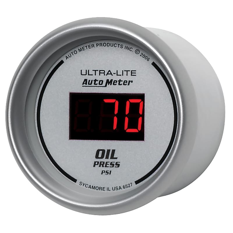 Autometer Ultra-Lite 2-1/16in 100PSI Silver Dial Digital Oil Pressure Gauge w/ Red LED thumbnail 2