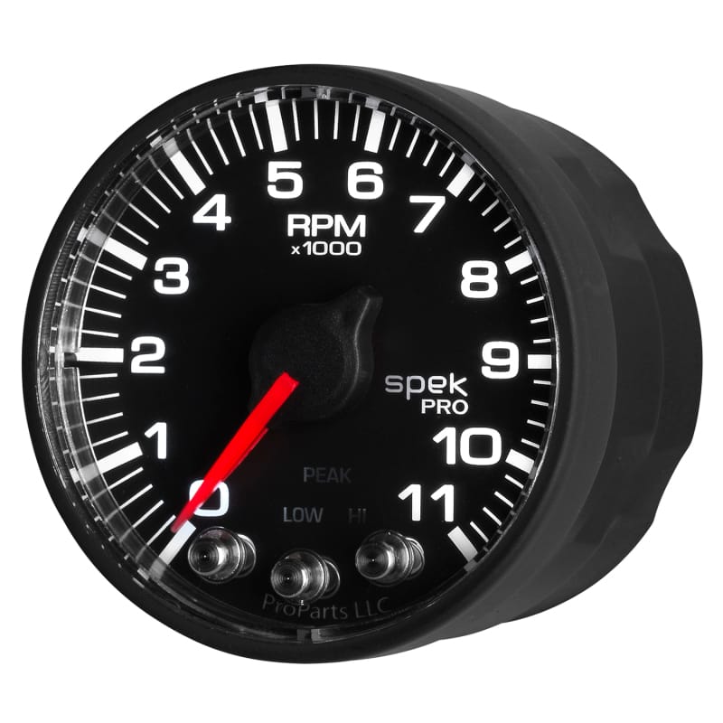 Autometer Spek-Pro Gauge Tach 2 1/16in 11K Rpm W/ Shift Light & Peak Mem - Blk/Blk thumbnail 5