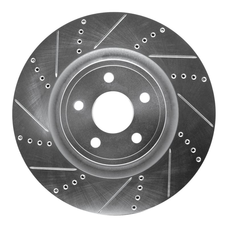 R1 2012-2025 Dodge Durango Front Left Drilled & Slotted Silver Brake Rotor