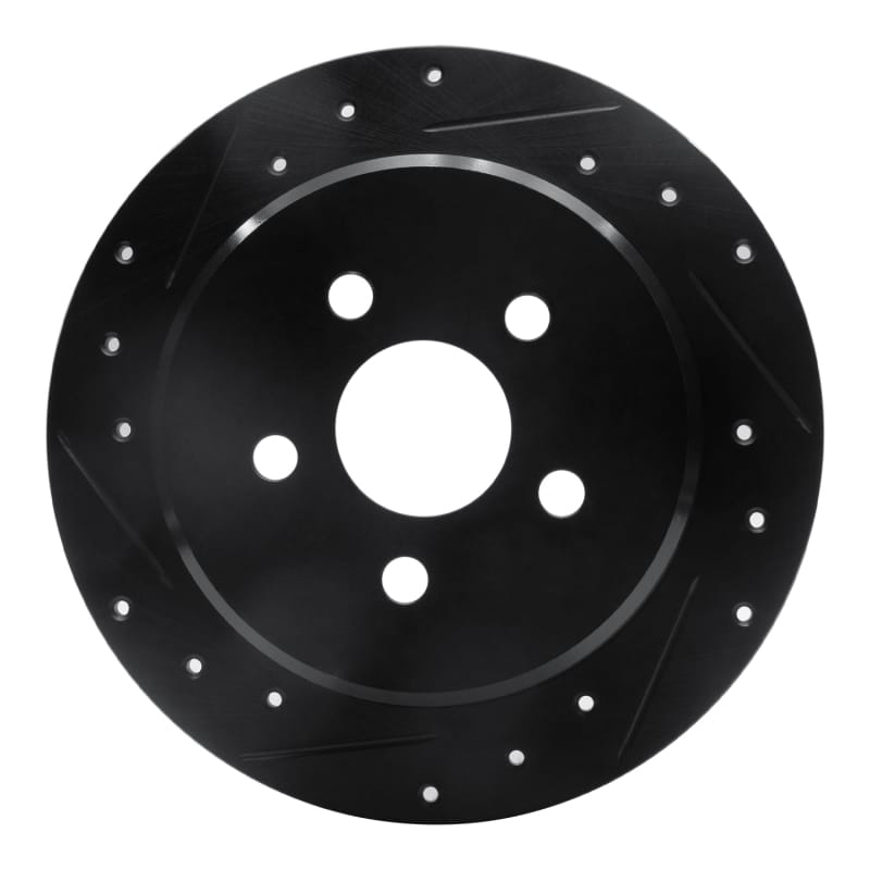R1 95-07 Chrysler Sebring Rear Left Drilled & Slotted Black Brake Rotor