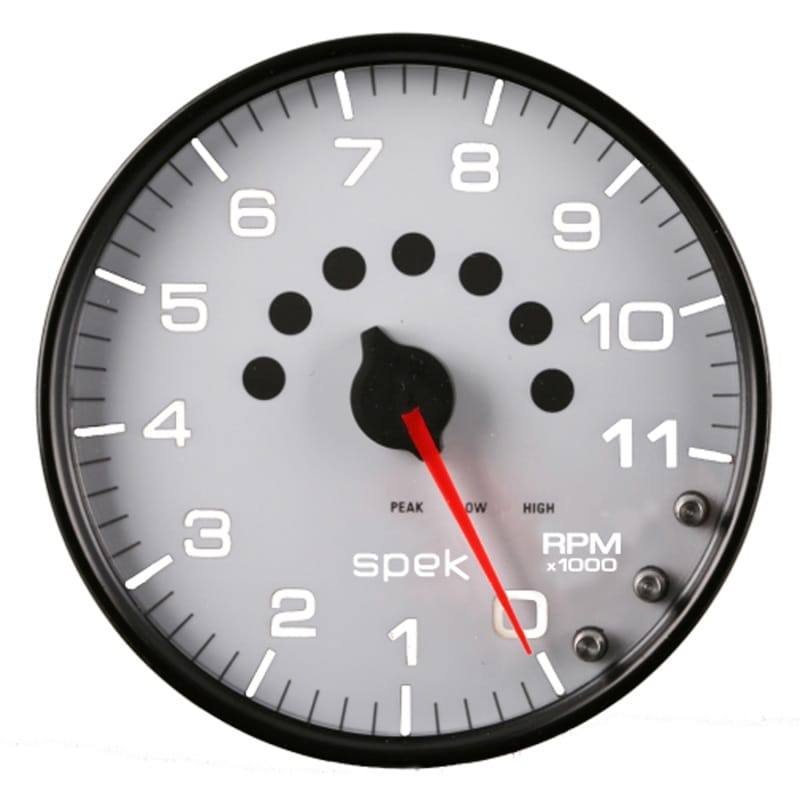 Autometer Spek-Pro Gauge Tachometer 5in 11K Rpm W/Shift Light & Peak Mem White/Black - P23912 thumbnail 8
