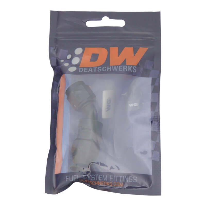 DeatschWerks 6AN Female Swivel 45-Degree Hose End PTFE (Incl 1 Olive Insert) - Anodized Matte Black thumbnail 2