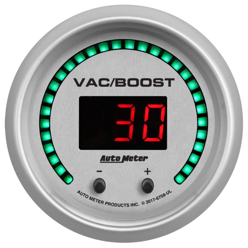 Autometer 52.4mm Silver Switchable 0-1600 PSI/0-110 BAR Vacuum/Boost Ultra-Lite Elite Digital Gauge thumbnail 2