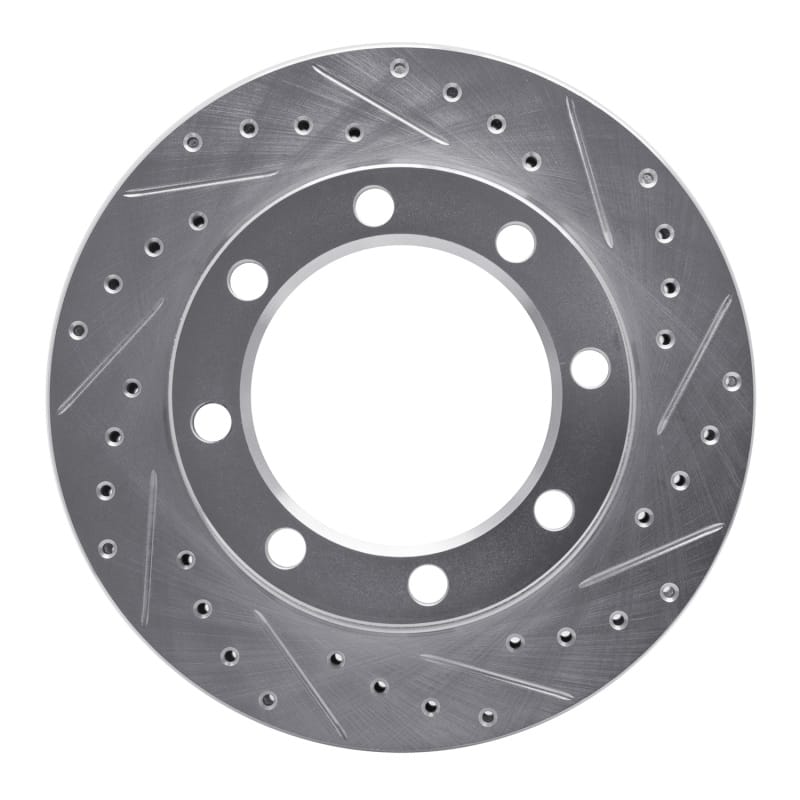 R1 71-91 Chevrolet P30 Van Front Right Drilled & Slotted Silver Brake Rotor