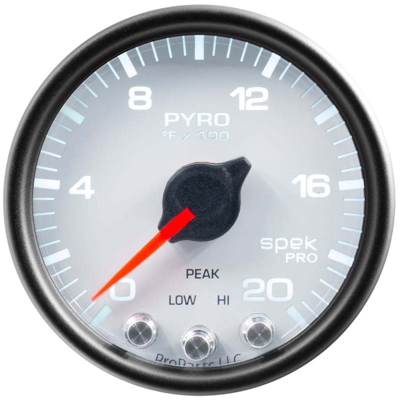 Autometer Spek-Pro Gauge Pyro. (Egt) 2 1/16in 2000f Stepper Motor W/Peak & Warn Wht/Blk - P31012 thumbnail 4