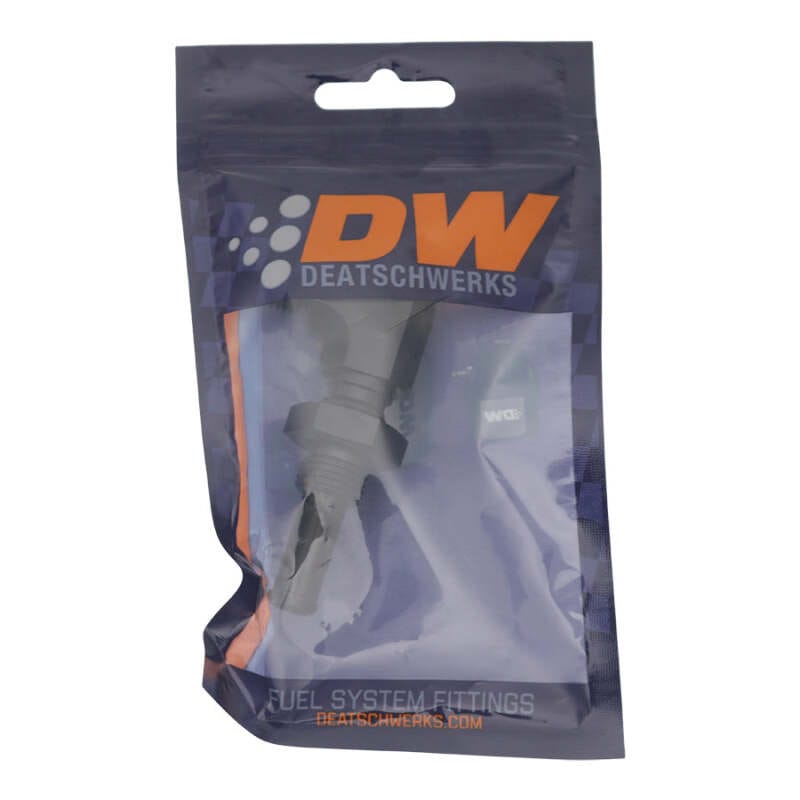 DeatschWerks 6AN Male Flare to 90-Degree 3/8in Single Hose Barb - Anodized Matte Black thumbnail 2