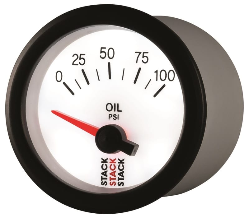 Autometer Stack 52mm 0-100 PSI 1/8in NPTF Electric Oil Pressure Gauge - White thumbnail 3