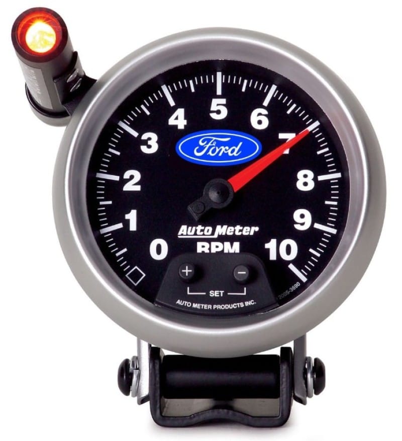 Autometer Ford 3-3/4in. 10K RPM Pedestal w/ Ext. Quick-Lite Tachometer Gauge thumbnail 2