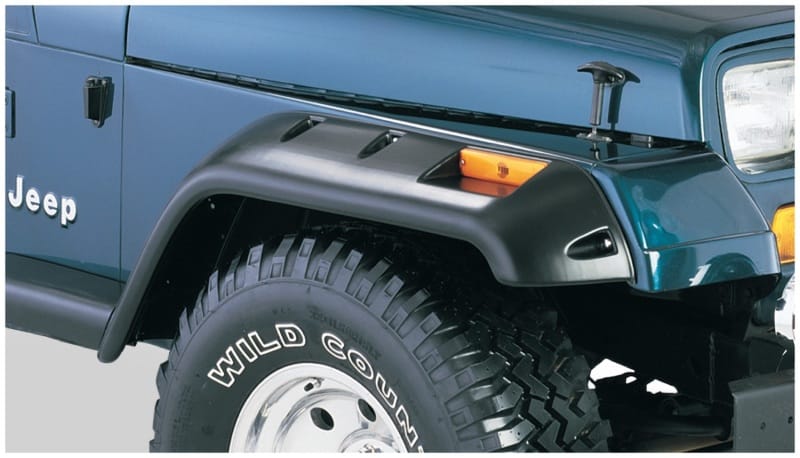 Bushwacker 87-95 Jeep Wrangler Cutout Style Flares 2pc Cutting Optional Not Renegade - Black - 10057-07