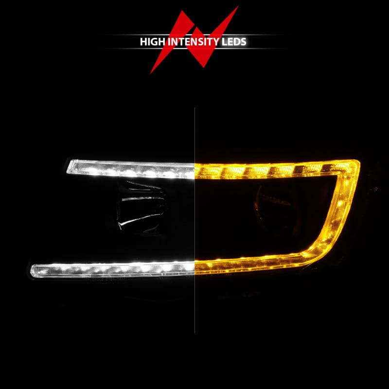 ANZO 11-13 Jeep Grand Cherokee (Factory Halogen Only) Projector Headlights w/Light Bar Swtchbk Black thumbnail 7
