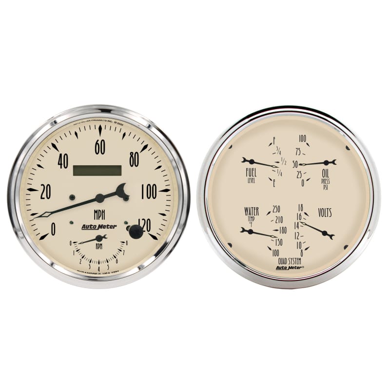 Autometer Antique Beige Quad & Tach/Speedo 5in. - 2 Pc.