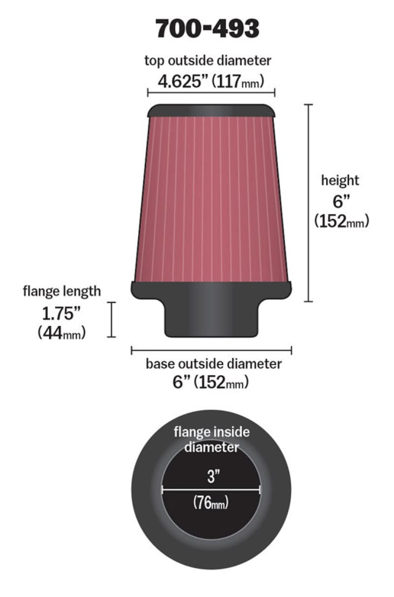 Airaid Universal Air Filter - Cone 3 x 6 x 4 5/8 x 6 thumbnail 2