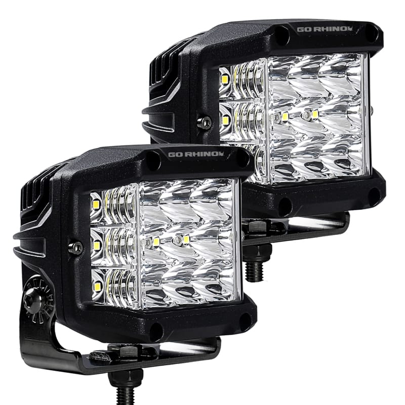 Go Rhino Xplor Bright Series Sideline Cube LED Spot Light Kit (Surface Mount) 4x3 - Blk (Pair) thumbnail 4
