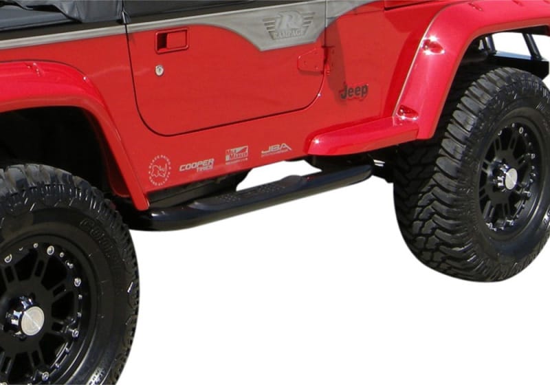 Rampage 1987-1995 Jeep Wrangler(YJ) 3 Inch Round Nerf Bar - Black - 8625 thumbnail 2