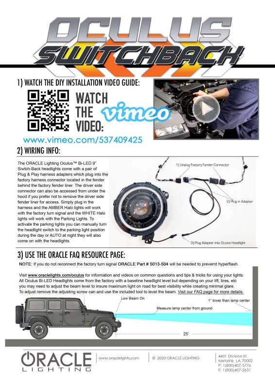 Oracle Jeep JL/Gladiator JT Oculus Bi-LED Projector Headlights - Amber/White Switchback thumbnail 3