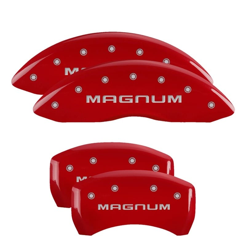 MGP 4 Caliper Covers Engraved Front & Rear Magnum Red finish silver ch - 12005SMGMRD