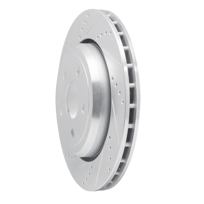 R1 12-25 Dodge Durango Rear Left Drilled & Slotted Silver Brake Rotor