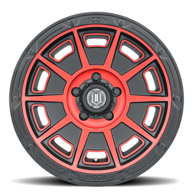 ICON Victory 17x8.5 5x4.5 0mm Offset 4.75in BS Satin Black w/Red Tint Wheel thumbnail 2