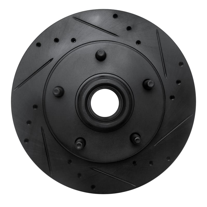 R1 94-99 Dodge Ramcharger (Mexico) Front Right Drilled & Slotted Black Brake Rotor