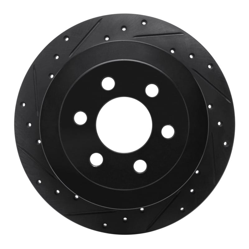 R1 03-04 Dodge Dakota 4WD Rear Left Drilled & Slotted Black Brake Rotor