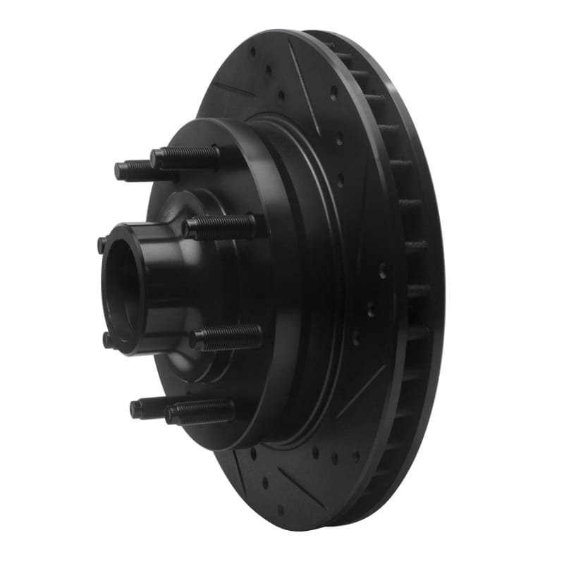 R1 1994-1999 Dodge Ram 2500 Front Right Drilled & Slotted Black Brake Rotor