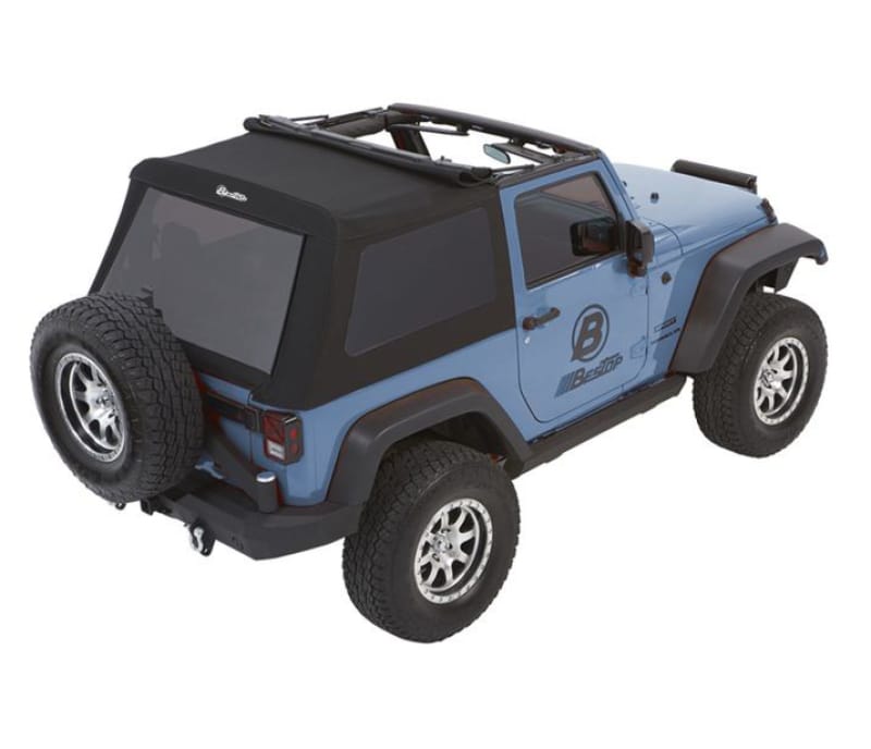 Bestop 07-18 Jeep Wrangler JK 2-Door Trektop Glide (Premium Black Twill) thumbnail 2