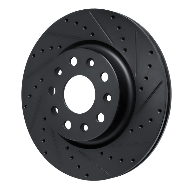 R1 18-25 Jeep Wrangler Front Right Drilled & Slotted Black Brake Rotor thumbnail 2