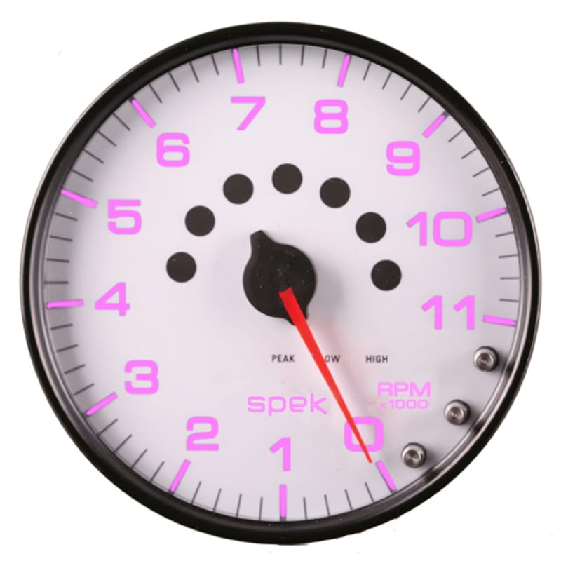 Autometer Spek-Pro Gauge Tachometer 5in 11K Rpm W/Shift Light & Peak Mem White/Black - P23912 thumbnail 5