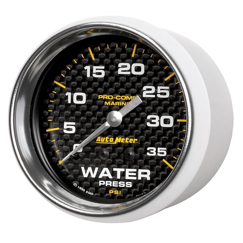 Autometer Marine Carbon Fiber Mechanical 2-5/8in 0-35PSI Water Pressure Gage thumbnail 2