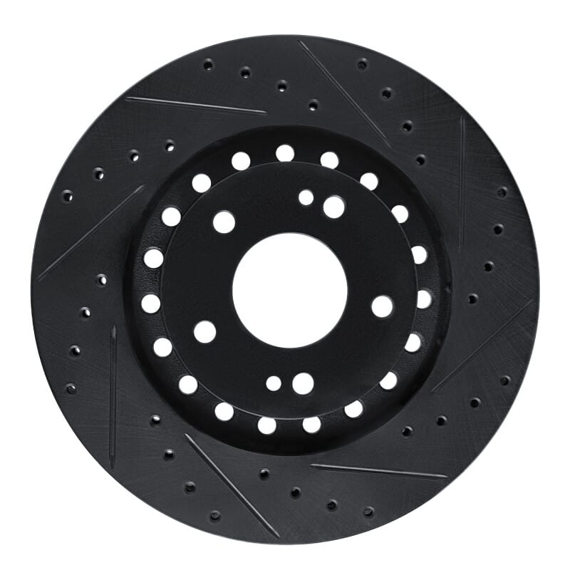 R1 93-99 Dodge STEALTH Front Right Drilled & Slotted Black Brake Rotor