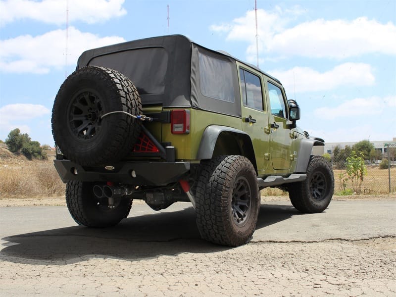 aFe Rebel Series Cat-Back 2.5in Dual Center Exit SS Exhaust w/ Black Tips 07-14 Jeep Wrangler V6 thumbnail 3