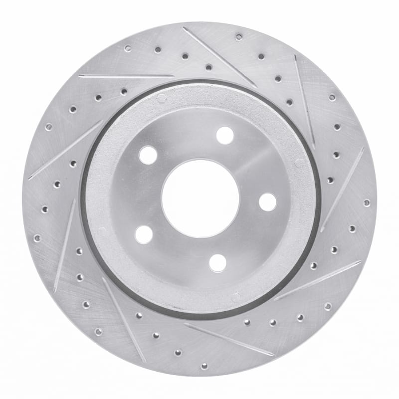 R1 06-10 Jeep Grand Cherokee Rear Right Drilled & Slotted Silver Brake Rotor