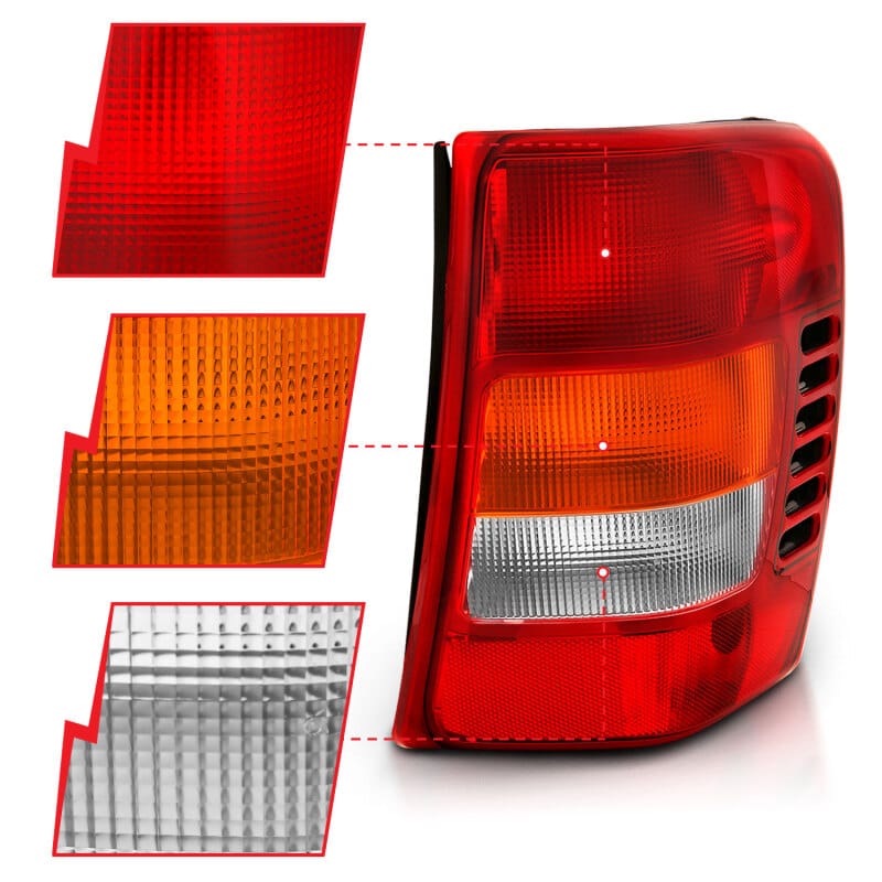ANZO 1999-2004 Jeep Grand Cherokee Taillight Red/Clear Lens (OE Replacement) thumbnail 3