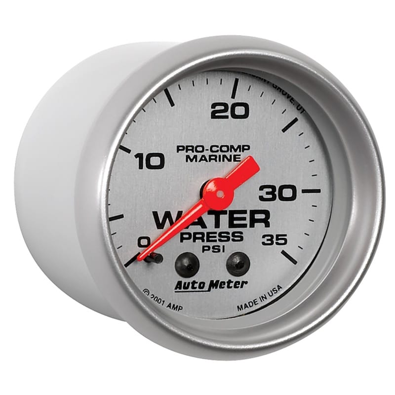 Autometer Marine Silver 2-1/16in 35 PSI Mechanical Water Pressure Gauge thumbnail 3