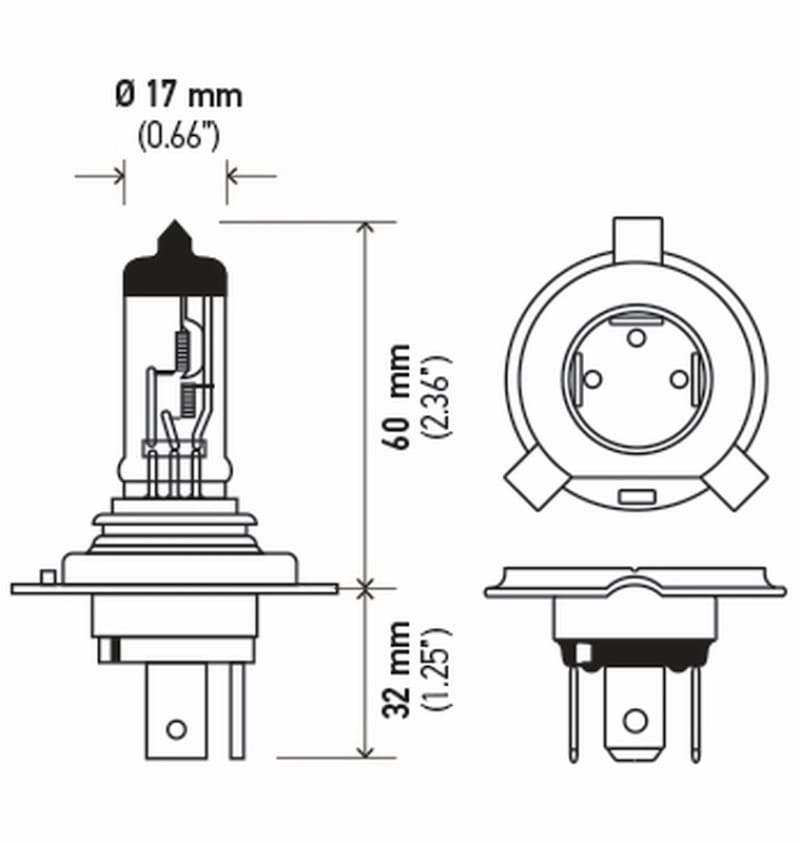 Hella Bulb H4 12V 60/55W P43T T4625 +50 (2) thumbnail 2
