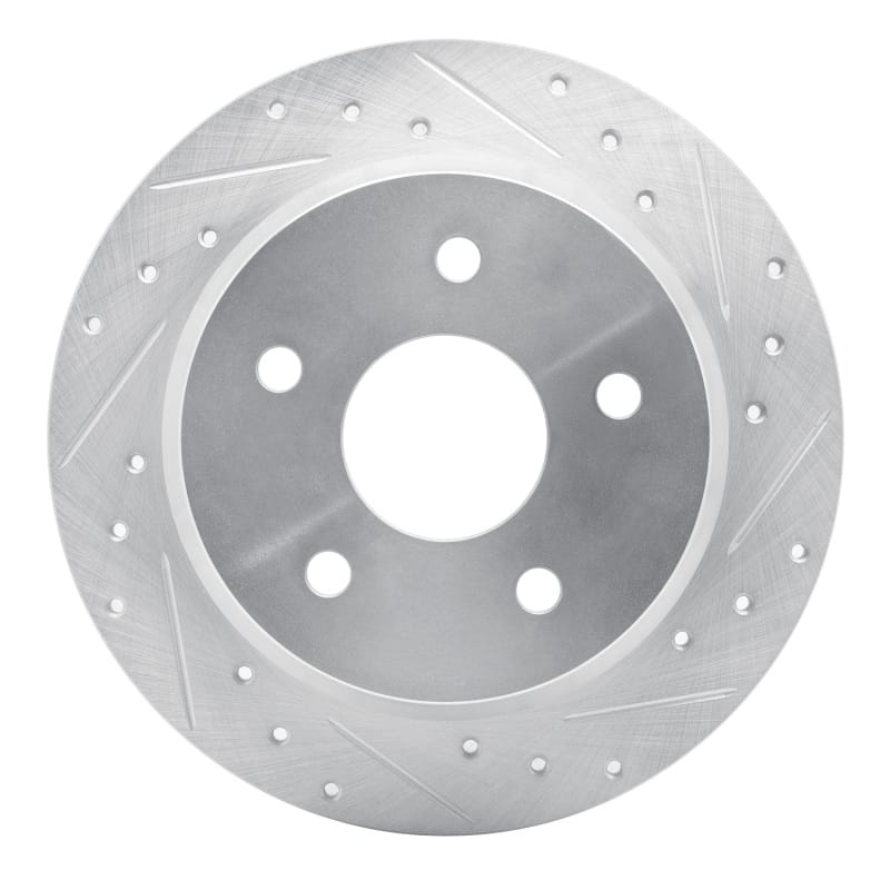 R1 99-04 Jeep Grand Cherokee Rear Right Drilled & Slotted Silver Brake Rotor
