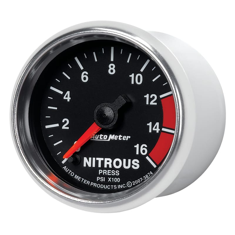 Autometer GS 2 1/16in. 1600PSI Nitrous Fuel Pressure Gauge thumbnail 2