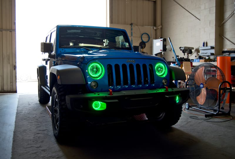 Oracle 07-17 Jeep Wrangler Surface Mount LED Headlight Halo Kit - Green thumbnail 3