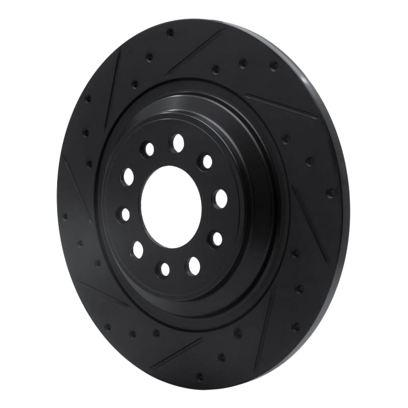 R1 14-23 Jeep Cherokee Rear Left Drilled & Slotted Black Brake Rotor