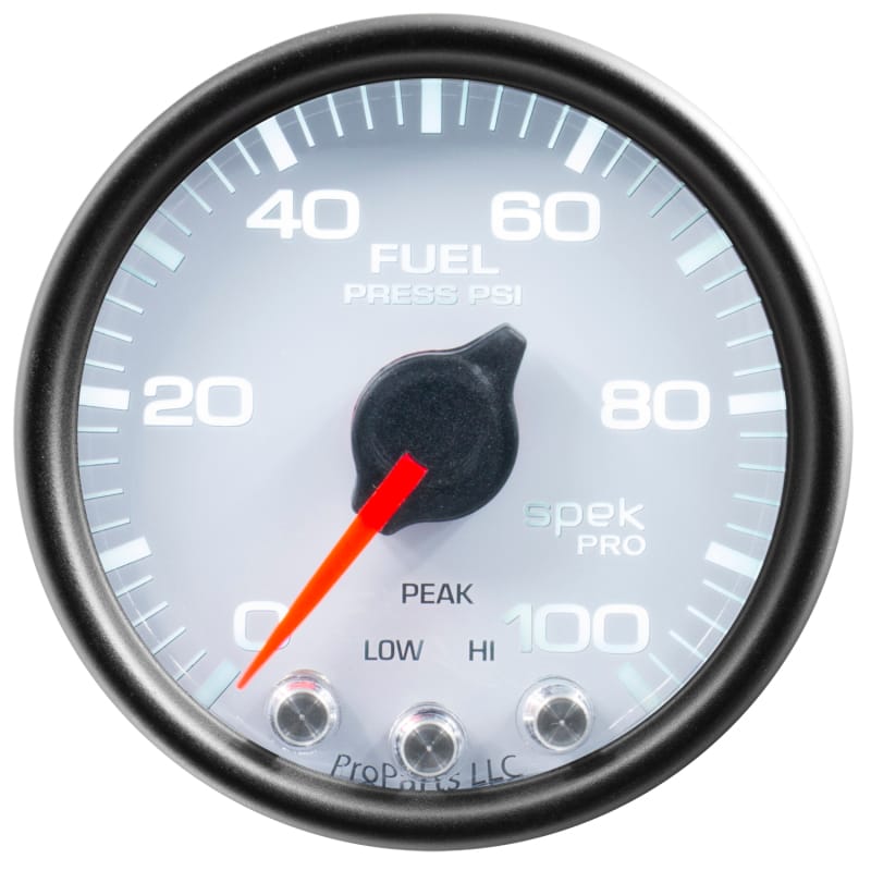 Autometer Spek-Pro Gauge Fuel Press 2 1/16in 100psi Stepper Motor W/Peak & Warn Wht/Blk - P31412 thumbnail 3