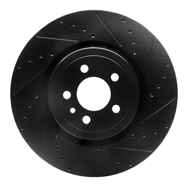 R1 14-23 Dodge Charger Front Right Drilled & Slotted Black Brake Rotor