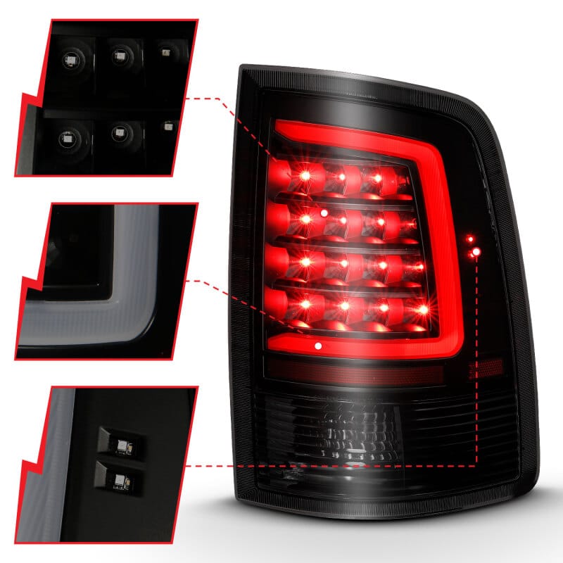 ANZO 2009-2018 Dodge Ram 1500 LED Taillight Plank Style Black w/Smoke Lens thumbnail 4