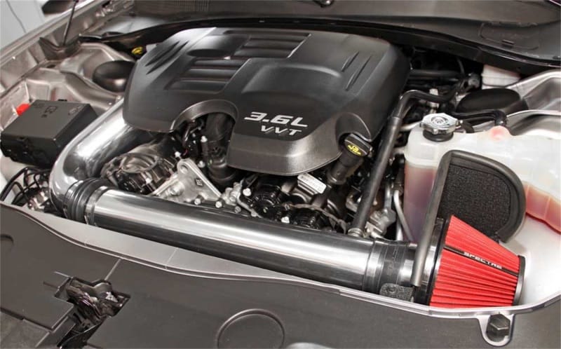 Spectre 11-17 Challenger/Charger 3.6L Air Intake Kit - Polished w/Red Filter thumbnail 3
