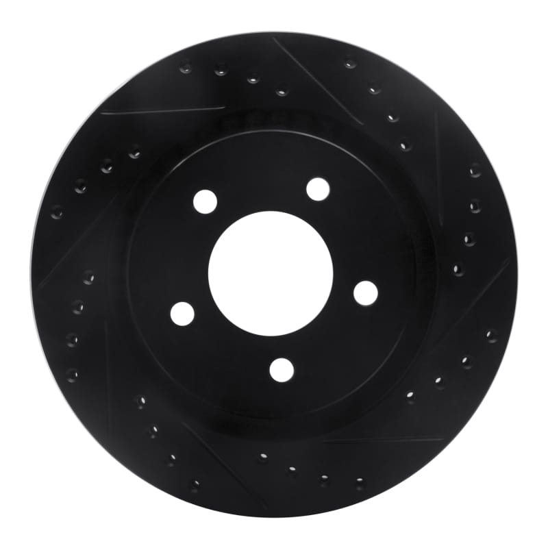 R1 99-04 Chrysler 300M Front Right Drilled & Slotted Black Brake Rotor