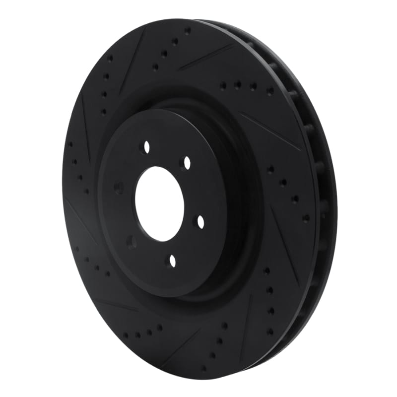 R1 03-17 Dodge Viper Rear Left Drilled & Slotted Black Brake Rotor