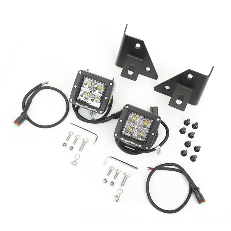 Rugged Ridge 76-95 Jeep Wrangler CJ/YJ Square Windshield LED Kit w/ Brackets thumbnail 2