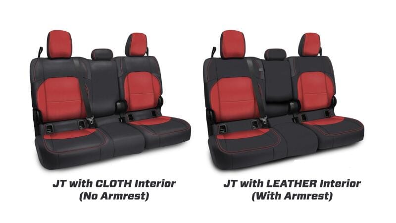 PRP 2020+ Jeep Gladiator JT Rear Bench Cover with Leather Interior - Black with Red Stitching thumbnail 2
